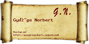 Gyüge Norbert névjegykártya
